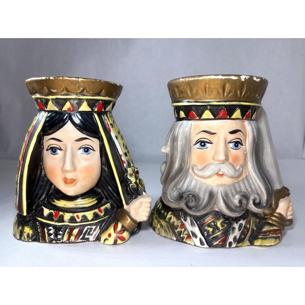 Vintage Head Vases Queen & King Inarco 50s 60s Royal Flower Lady Vase MCM RARE